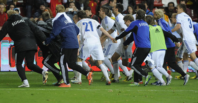 Finland celebrate a famous draw in Spain
