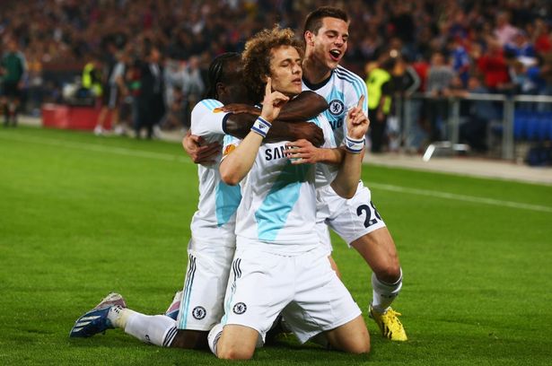 David Luiz celebrates his winning goal in Chelsea's 2-1 victory over Basel